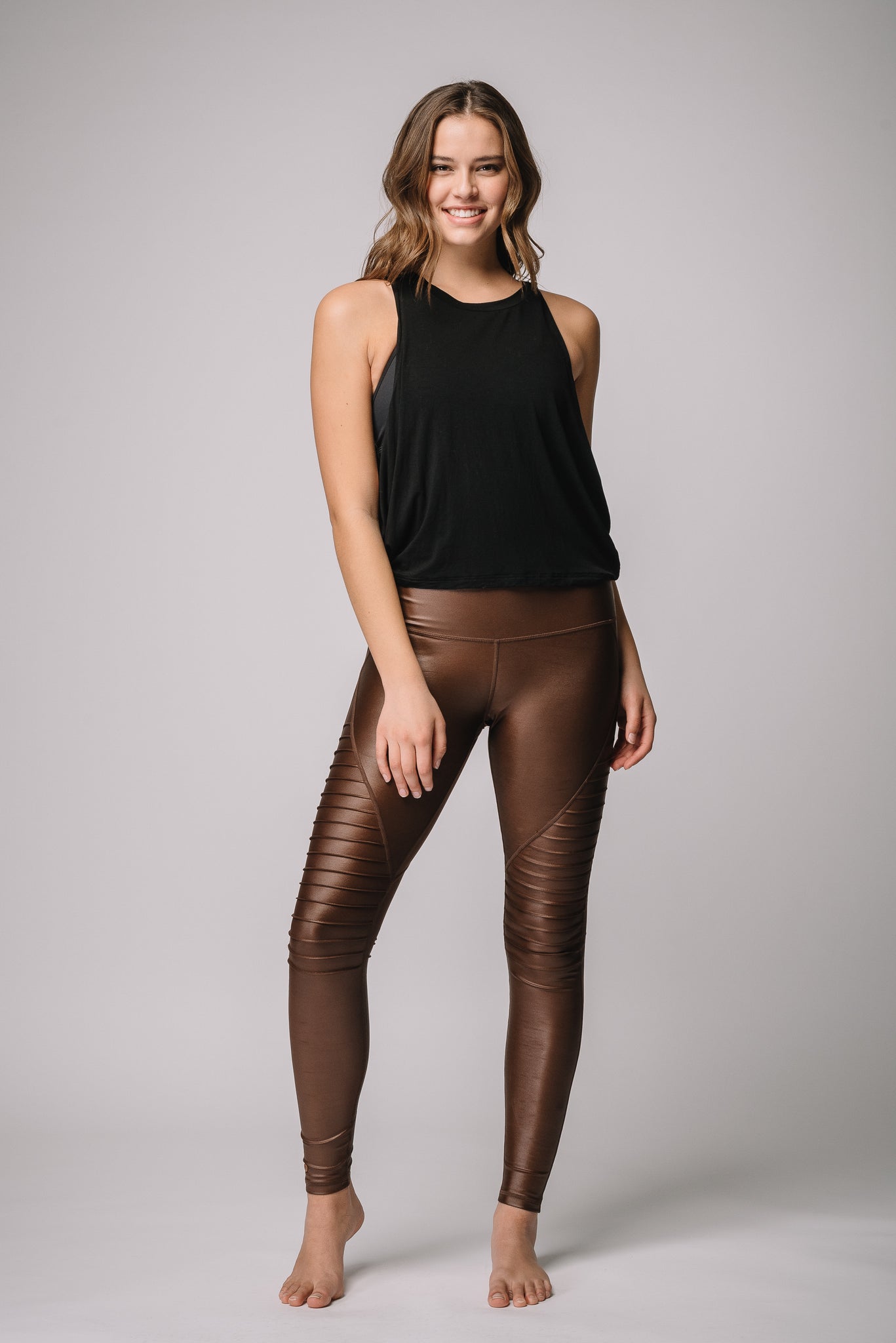 Mia Shiny High Waist Pin tuck legging -Bronze – Beat Outdoor Gear