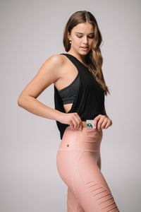 Mia Shiny High Waist Pin tuck legging - Pink Diamond