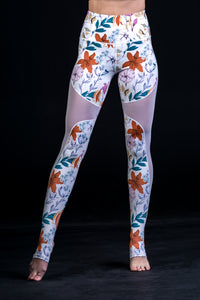 Alba Mesh legging White- Flowers - Beat Outdoor Gear