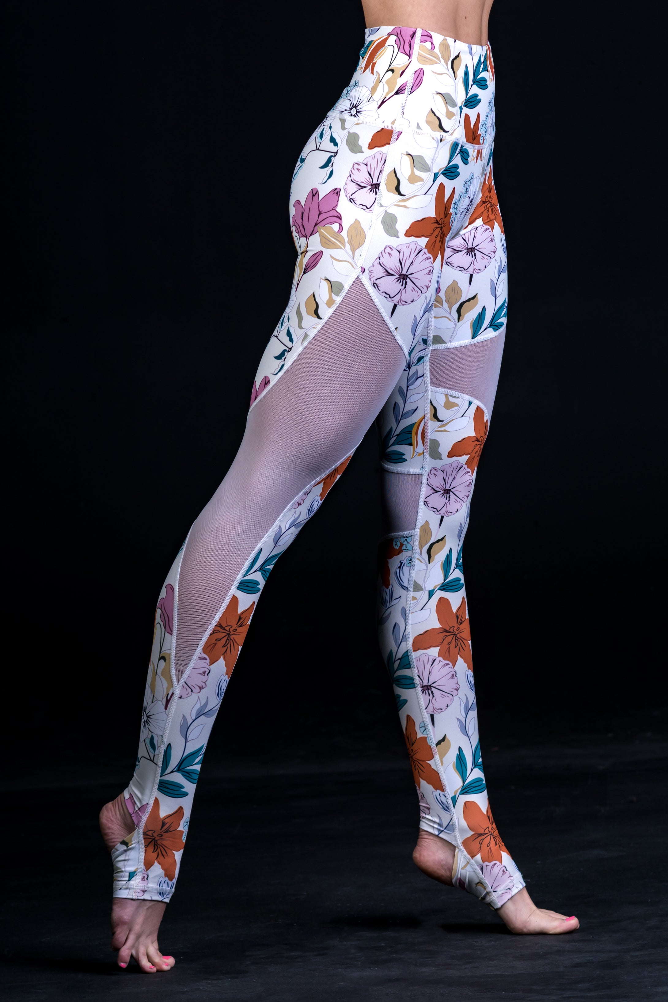 Alba Mesh legging White- Flowers - Beat Outdoor Gear