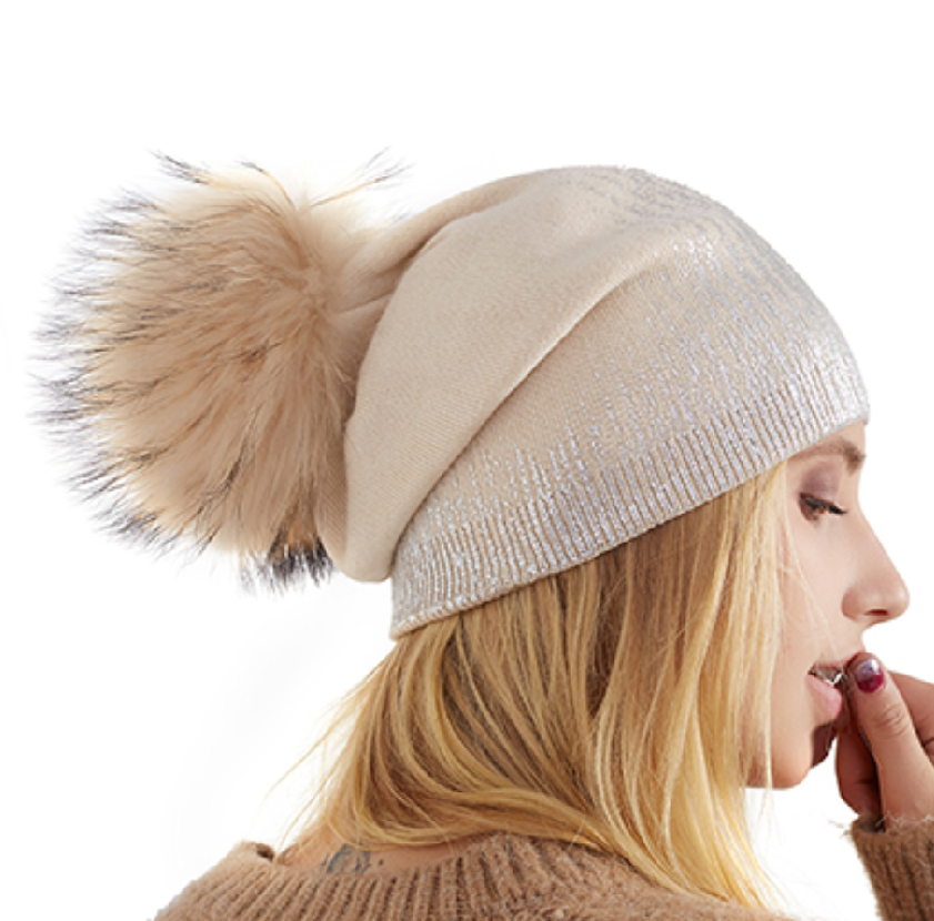 Angora  Pom Pom Beanie